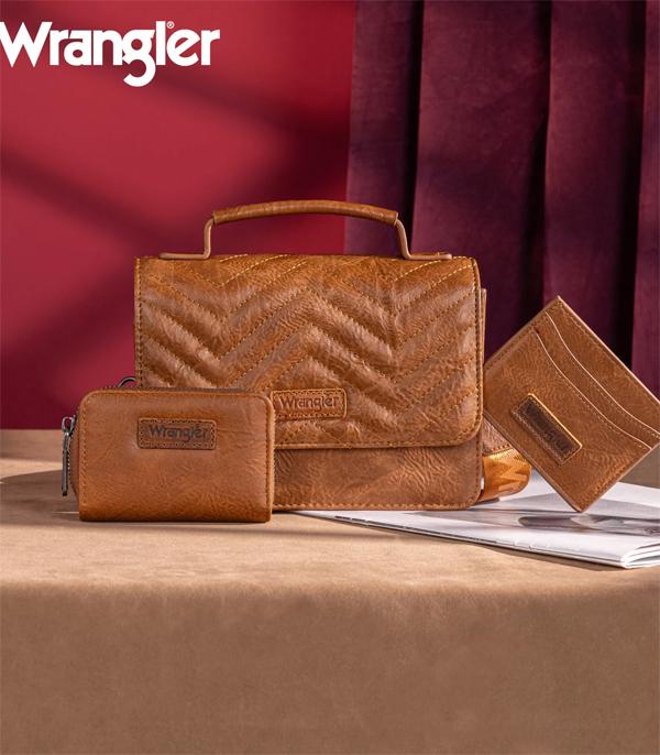 Wrangler Western 3-Piece Mini Crossbody Set — Saddle Color (Bag + Coin Wallet + Card Case) - Rooted & Reckless Co.