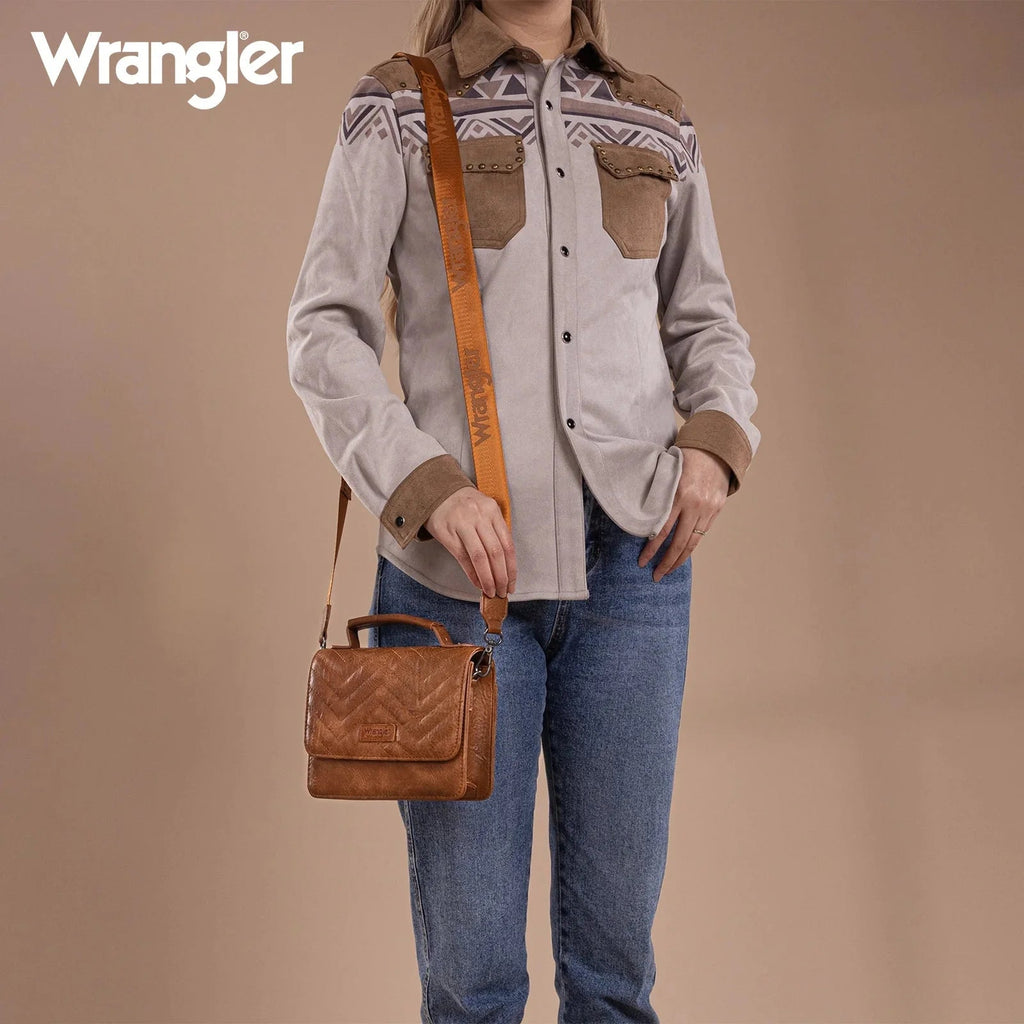 Wrangler Western 3-Piece Mini Crossbody Set — Saddle Color (Bag + Coin Wallet + Card Case) - Rooted & Reckless Co.