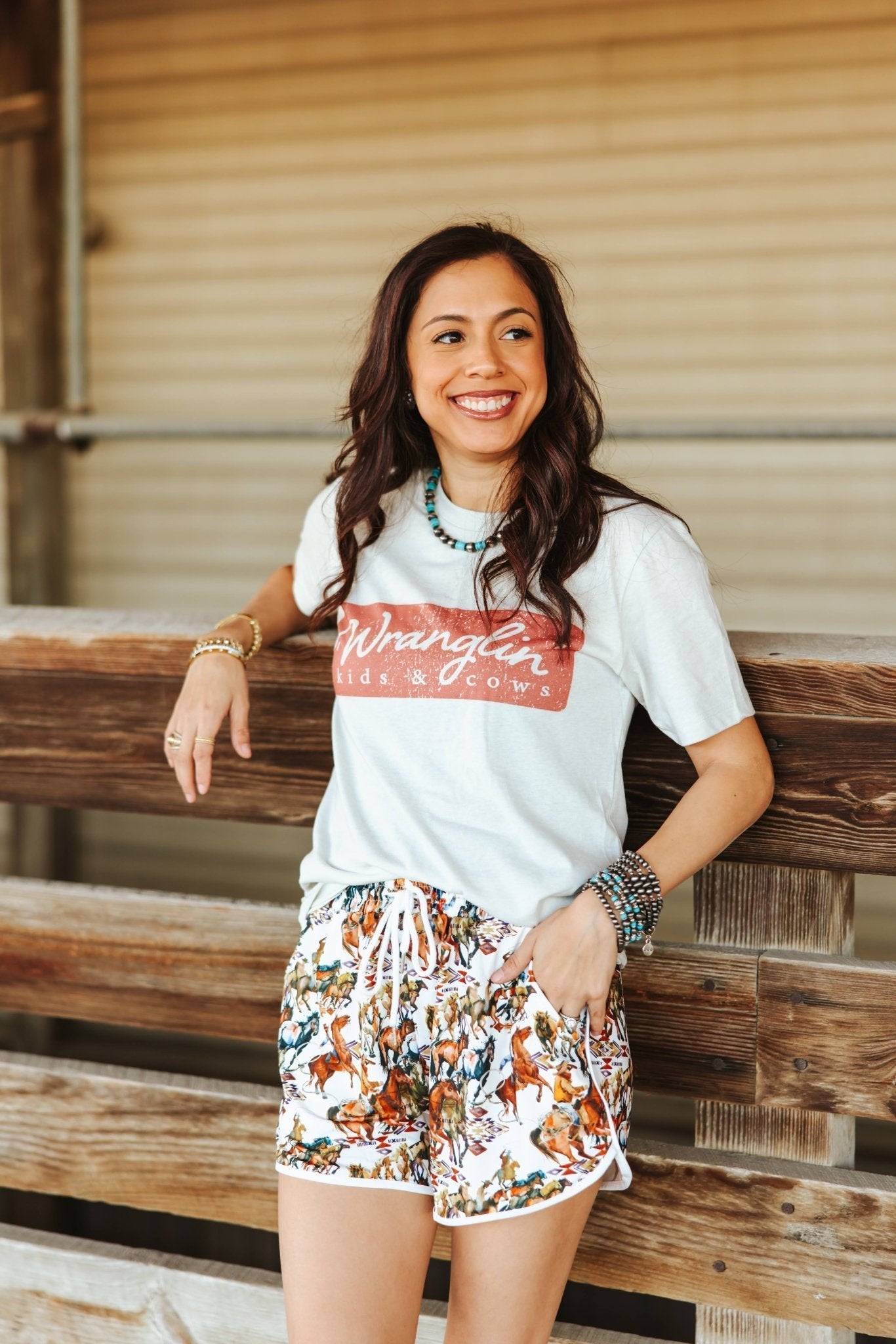 Wranglin Kids & Cows Graphic Tee - Cream - Rooted & Reckless Co.