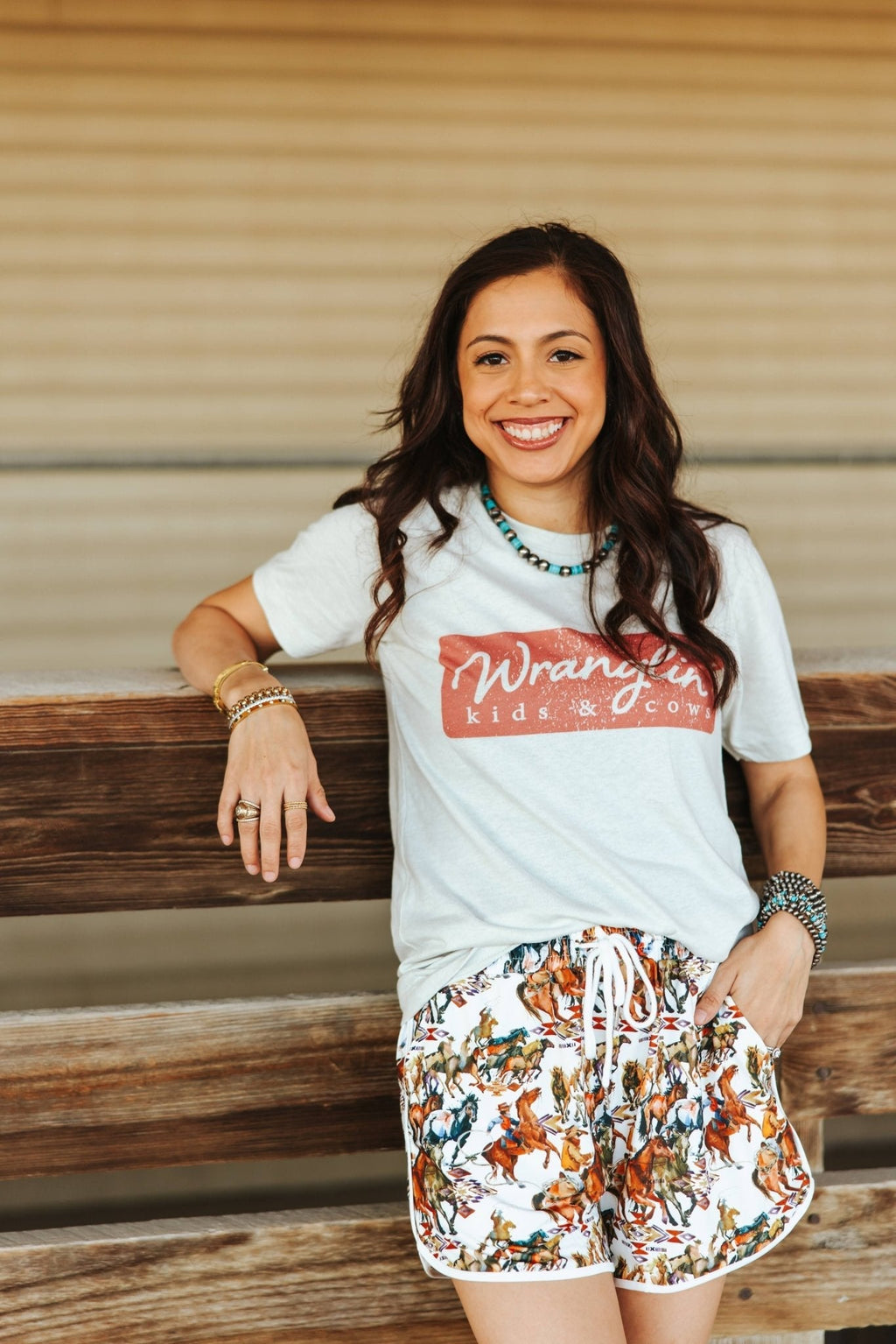 Wranglin Kids & Cows Graphic Tee - Cream - Rooted & Reckless Co.
