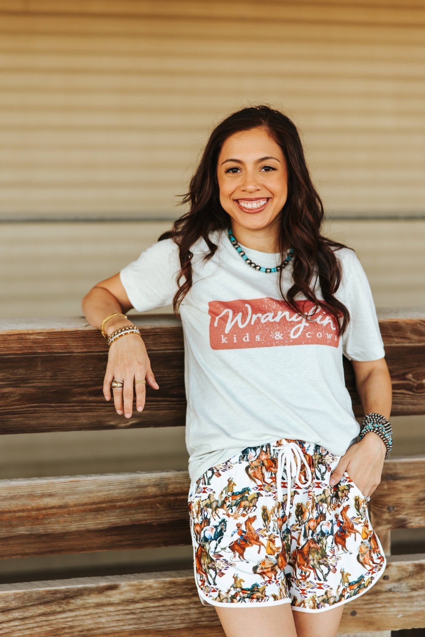 Wranglin Kids & Cows Graphic Tee - Cream - Rooted & Reckless Co.
