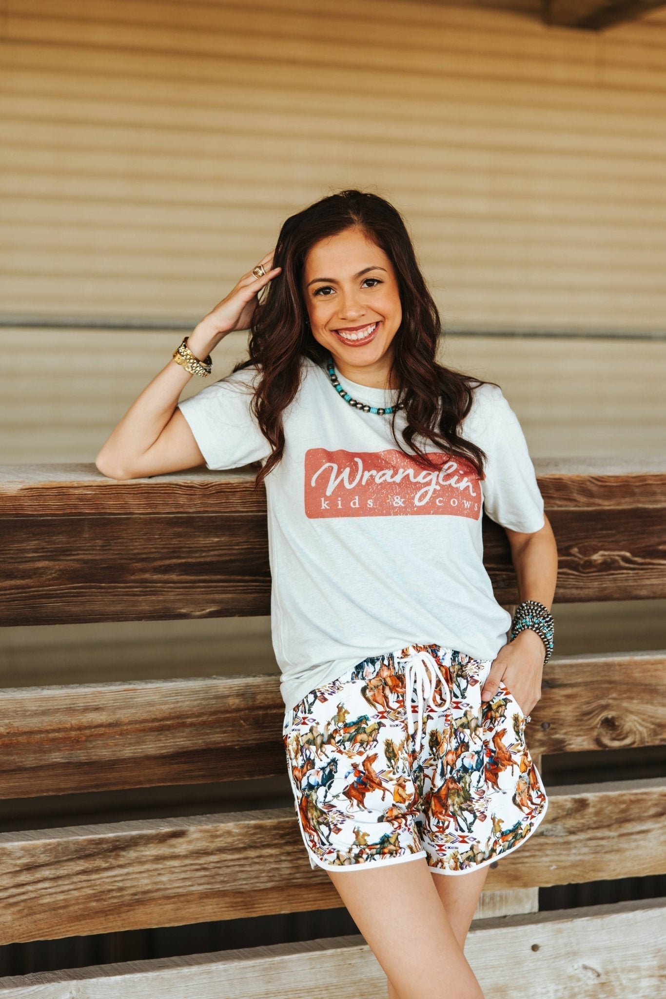 Wranglin Kids & Cows Graphic Tee - Cream - Rooted & Reckless Co.