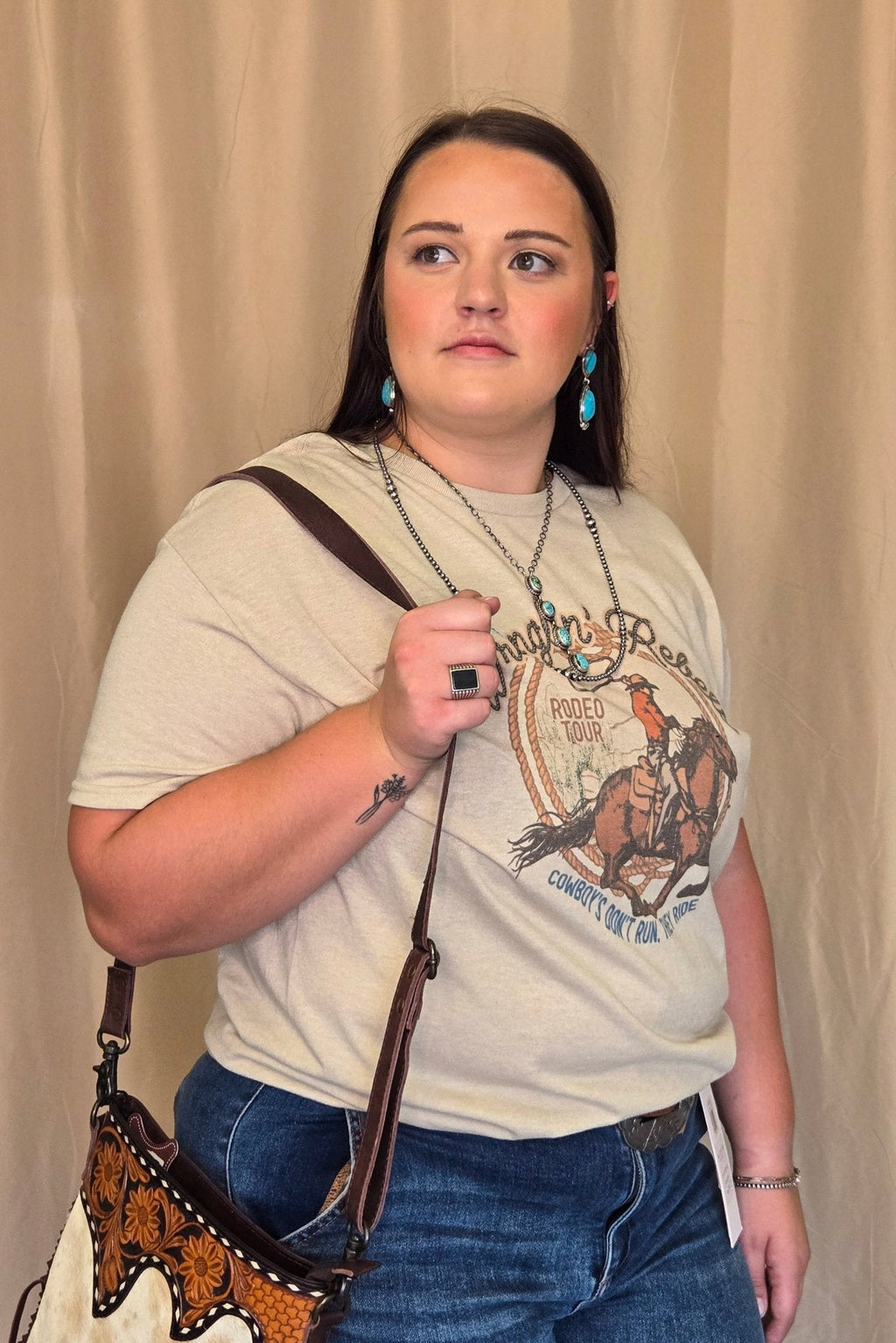 "Wranglin' Rebels" Western Graphic Tee — Jerzee 50/50 Sublimation Print Western Statement - Rooted & Reckless Co.