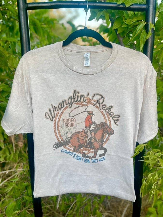 "Wranglin' Rebels" Western Graphic Tee — Jerzee 50/50 Sublimation Print Western Statement - Rooted & Reckless Co.