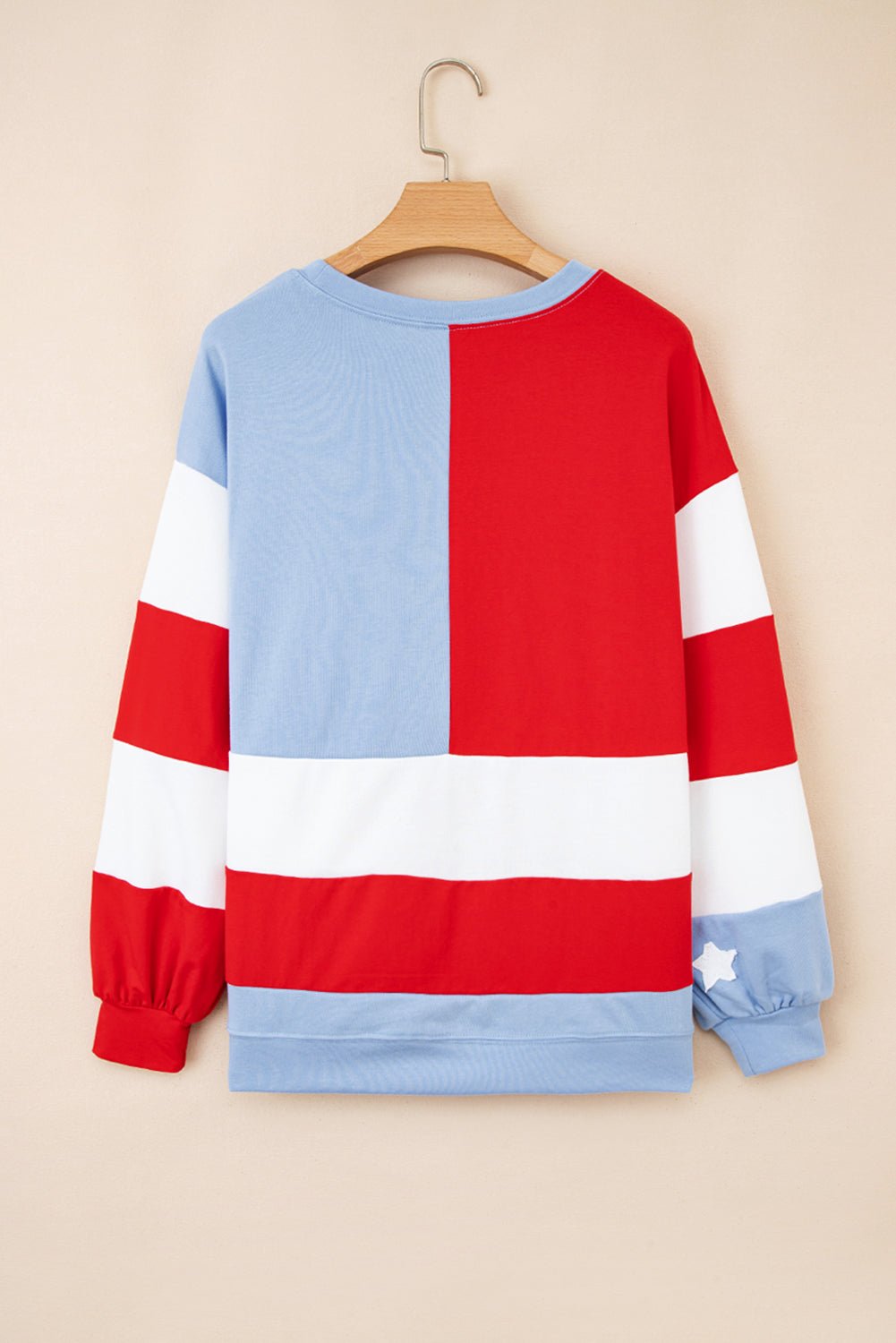 XX USA Flag Patchwork Drop Shoulder Oversize Sweatshirt - Rooted & Reckless Co.
