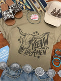Yeehaw and Amen Longhorn Graphic Tee - Rooted & Reckless Co.