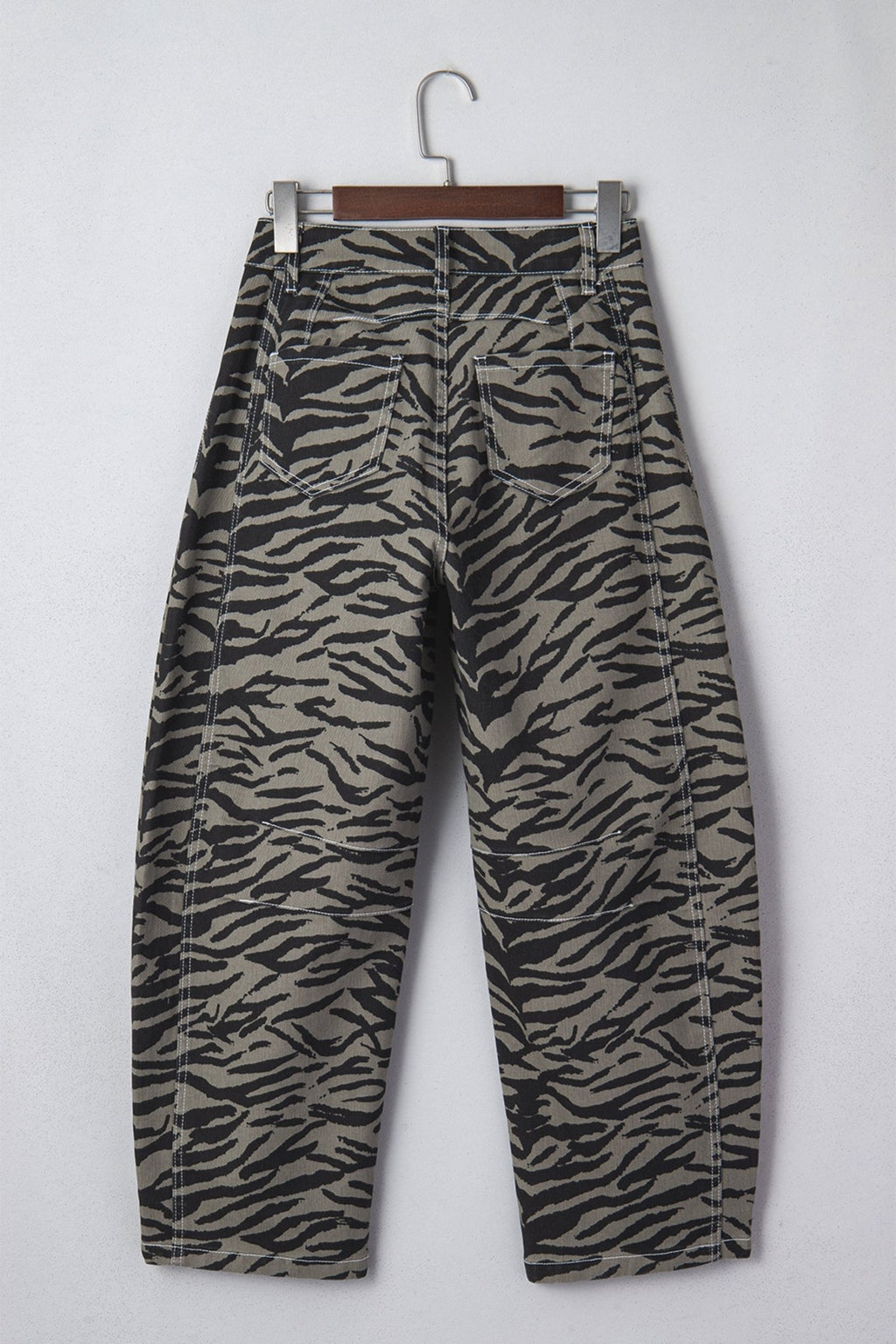 Zebra Stripe Denim Wide Barrel Leg Jeans - Rooted & Reckless Co.