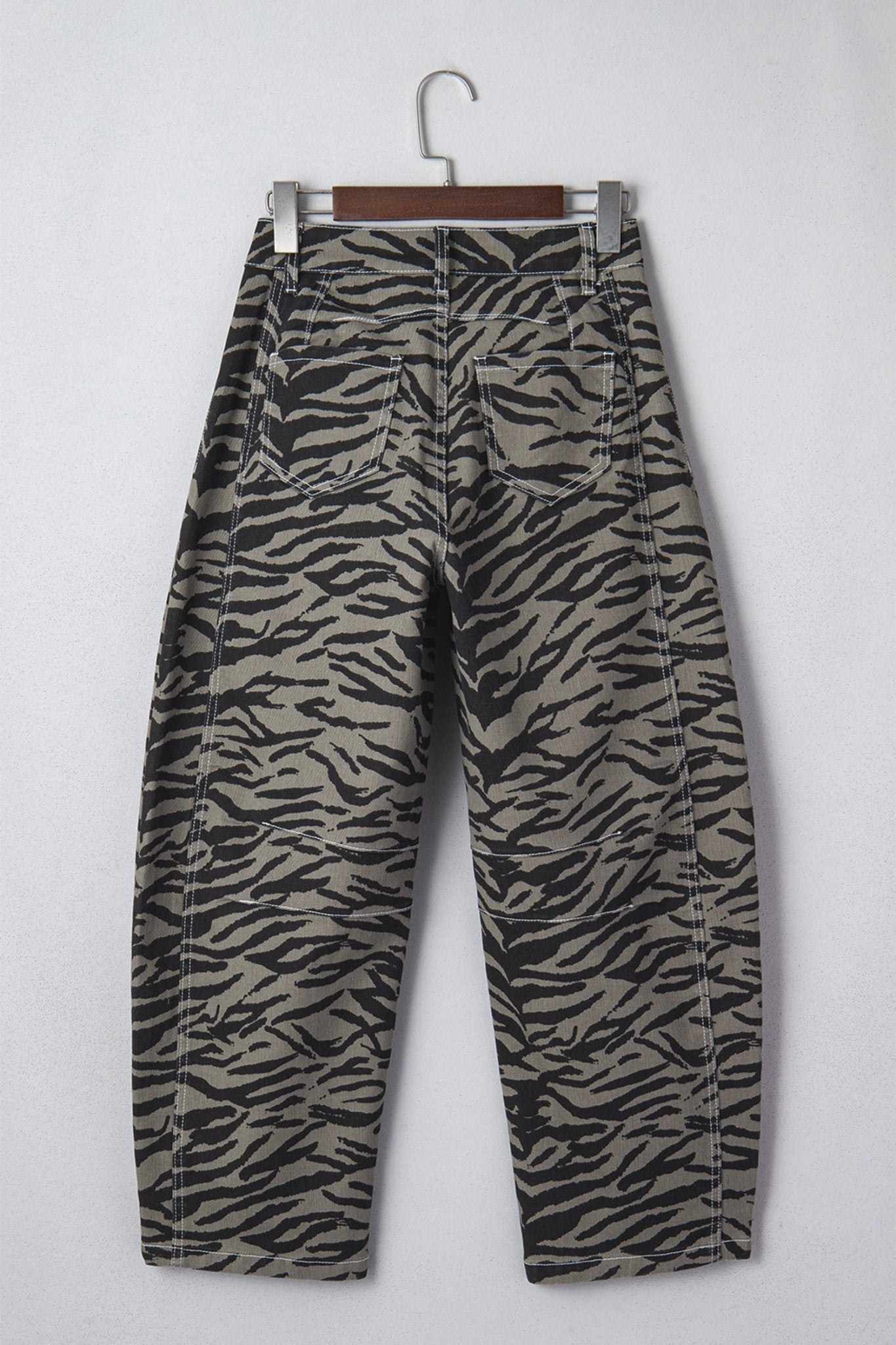 Zebra Stripe Denim Wide Barrel Leg Jeans - Rooted & Reckless Co.