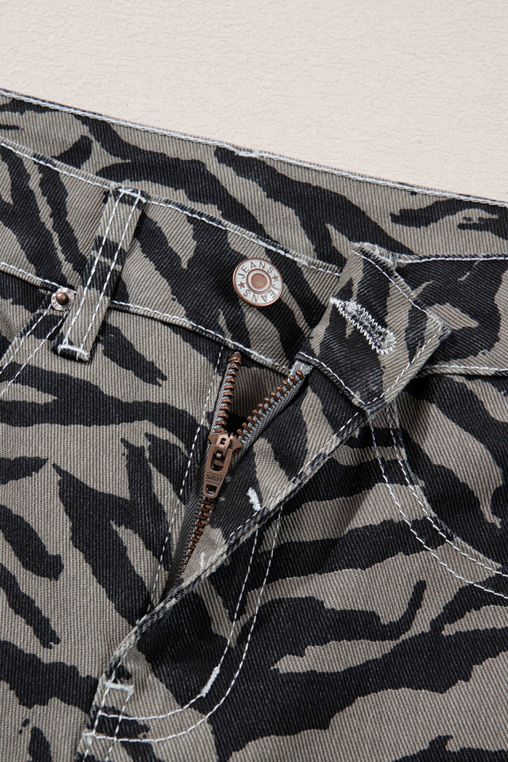 Zebra Stripe Denim Wide Barrel Leg Jeans - Rooted & Reckless Co.