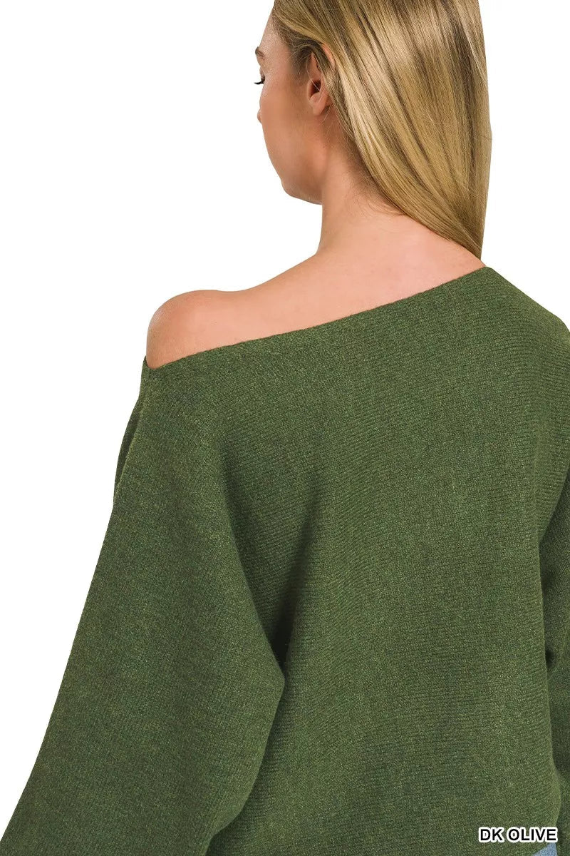 Zenana Boat Neck Balloon Sleeve Sweater - Rooted & Reckless Co.