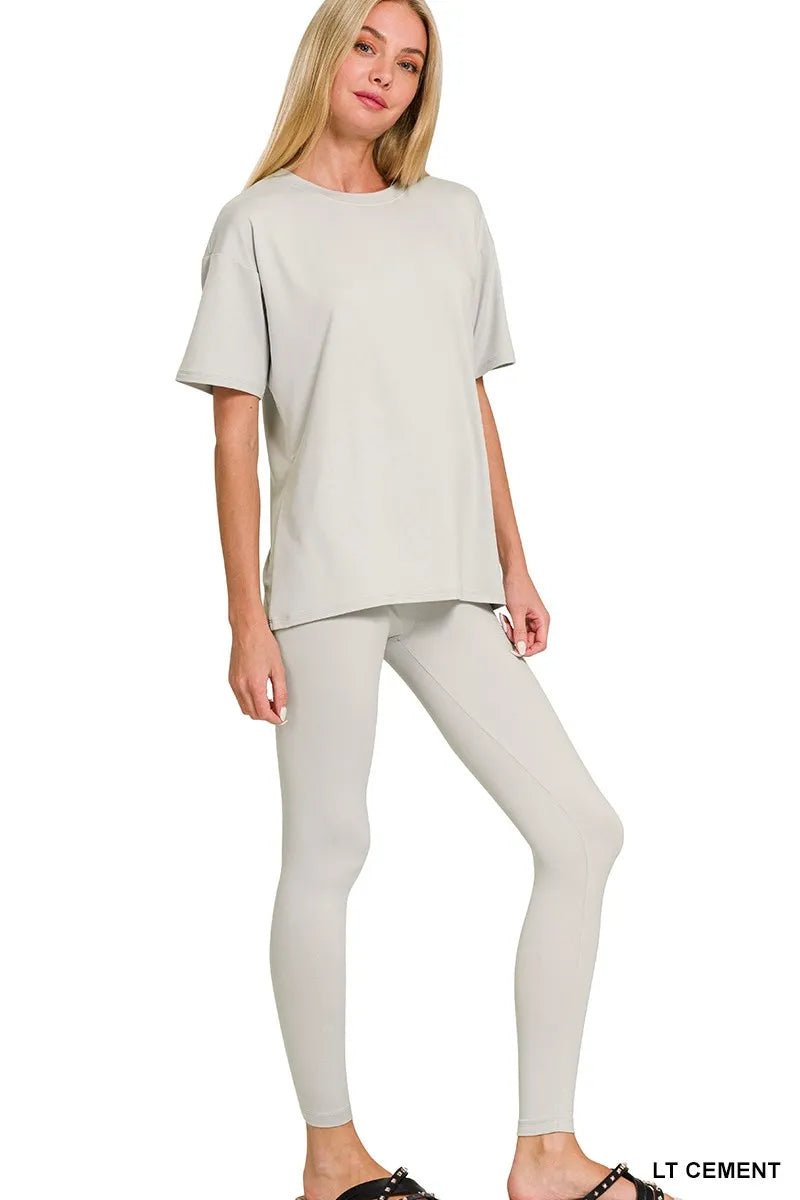 Zenana Brushed Dty Microfiber Short Sleeve Top and Pants Loungewear Set - Rooted & Reckless Co.