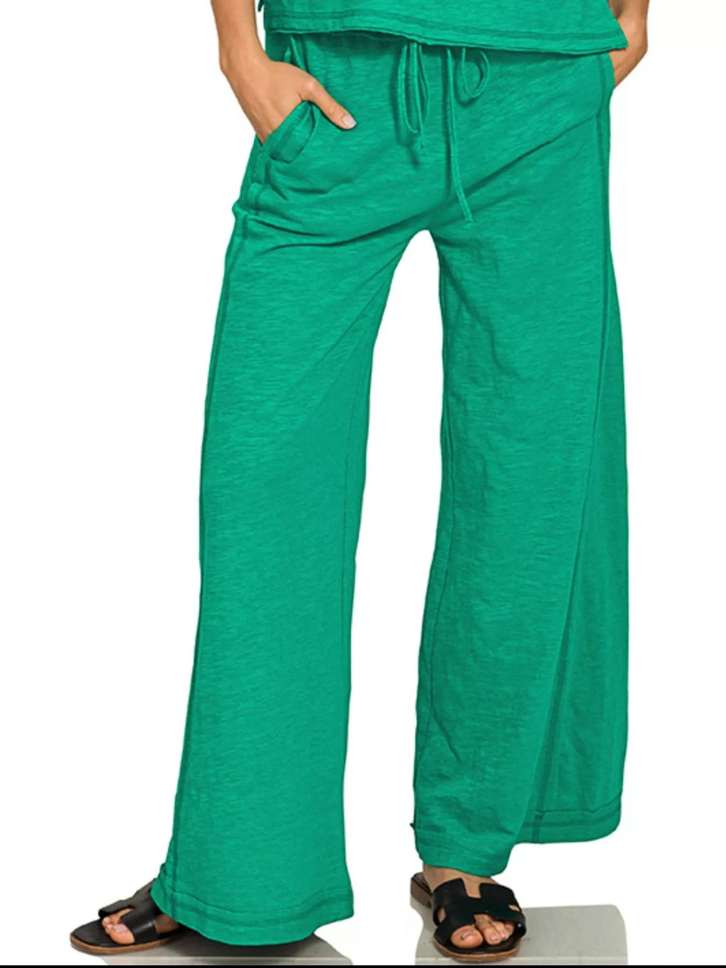 Zenana Cotton Slub Short Sleeve Tee and Pants Set - Rooted & Reckless Co.