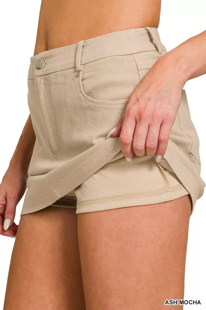 Zenana Cotton Twill Lined Mini Skirts - Rooted & Reckless Co.
