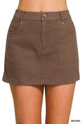 Zenana Cotton Twill Lined Mini Skirts - Rooted & Reckless Co.