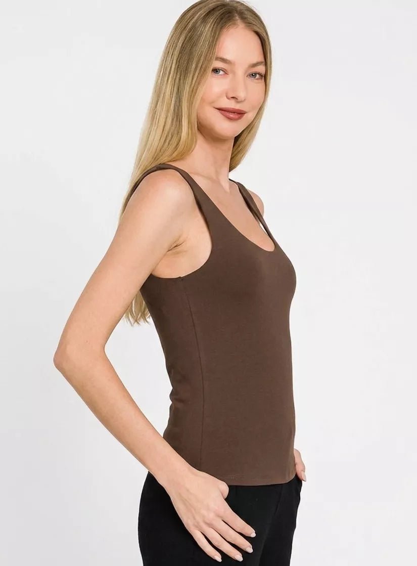 Zenana Double Layered Double Scoop Tank Top - Rooted & Reckless Co.