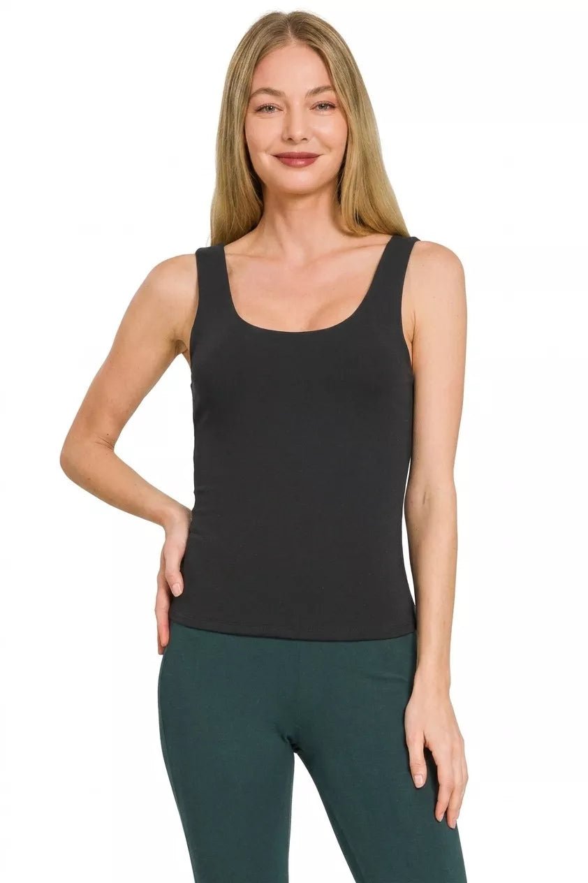 Zenana Double Layered Double Scoop Tank Top - Rooted & Reckless Co.