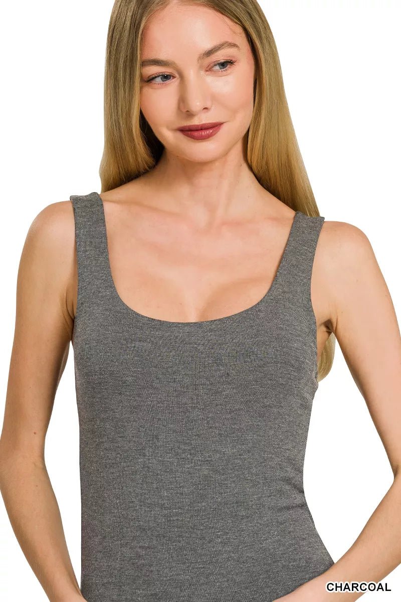 Zenana Double Layered Double Scoop Tank Top - Rooted & Reckless Co.