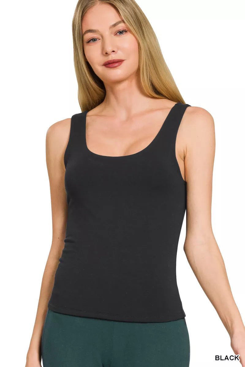 Zenana Double Layered Double Scoop Tank Top - Rooted & Reckless Co.