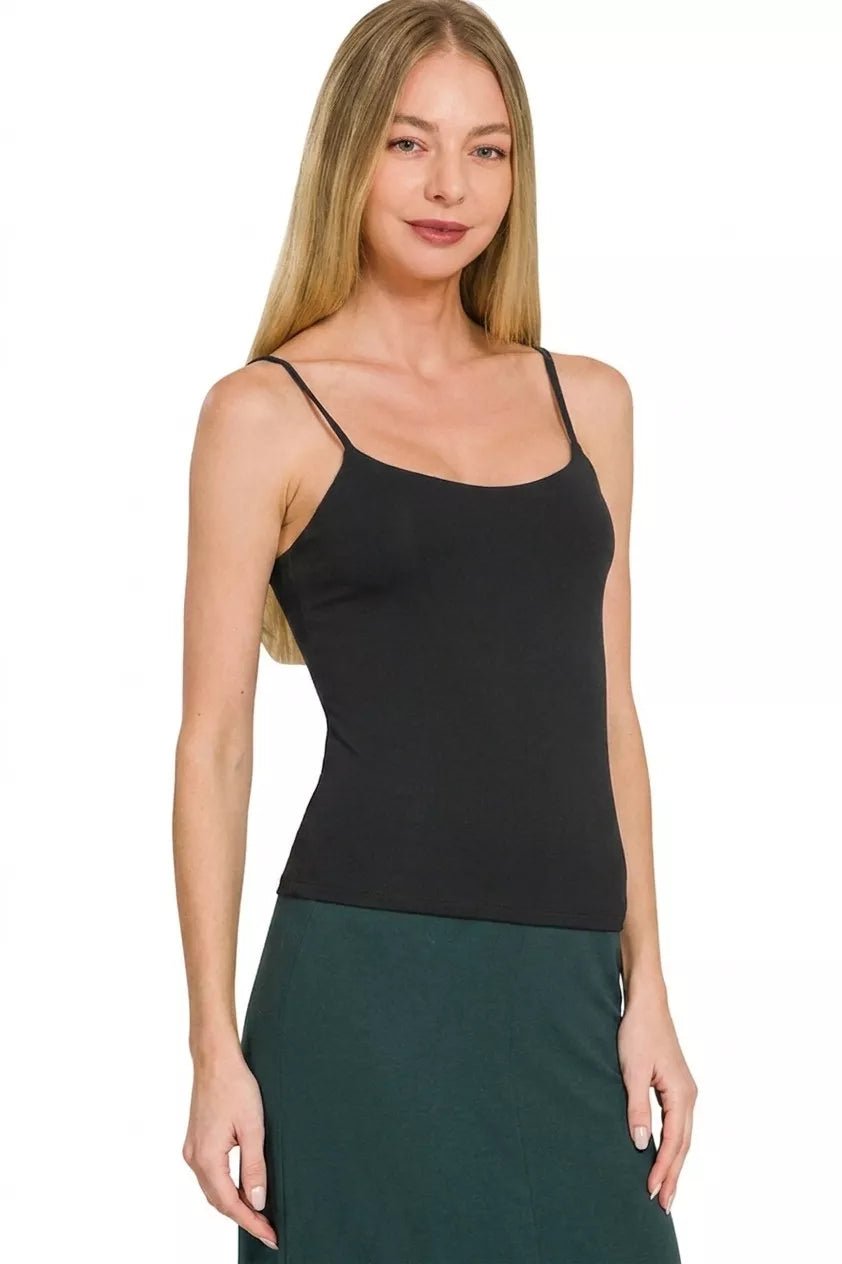Zenana Double Layered Round Neck Spaghetti Cami - Rooted & Reckless Co.