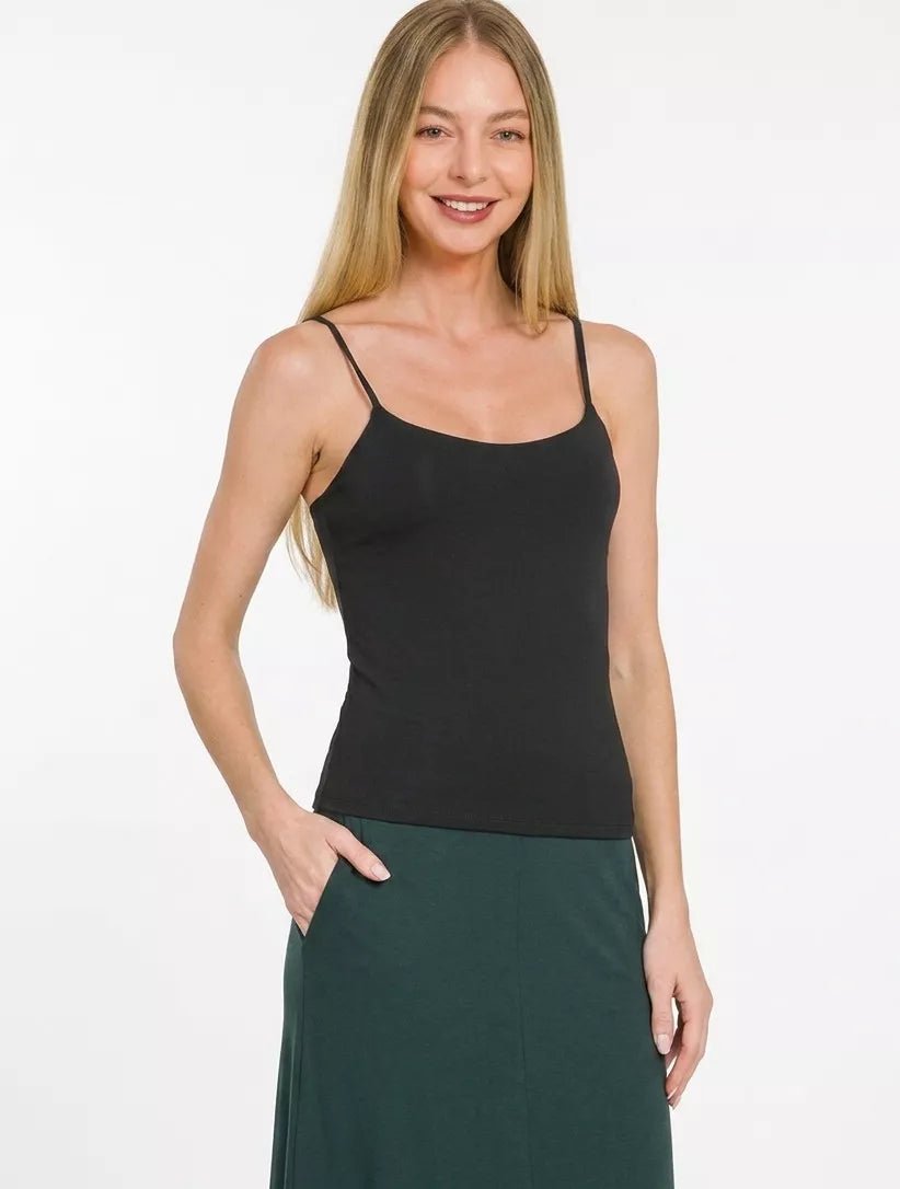 Zenana Double Layered Round Neck Spaghetti Cami - Rooted & Reckless Co.