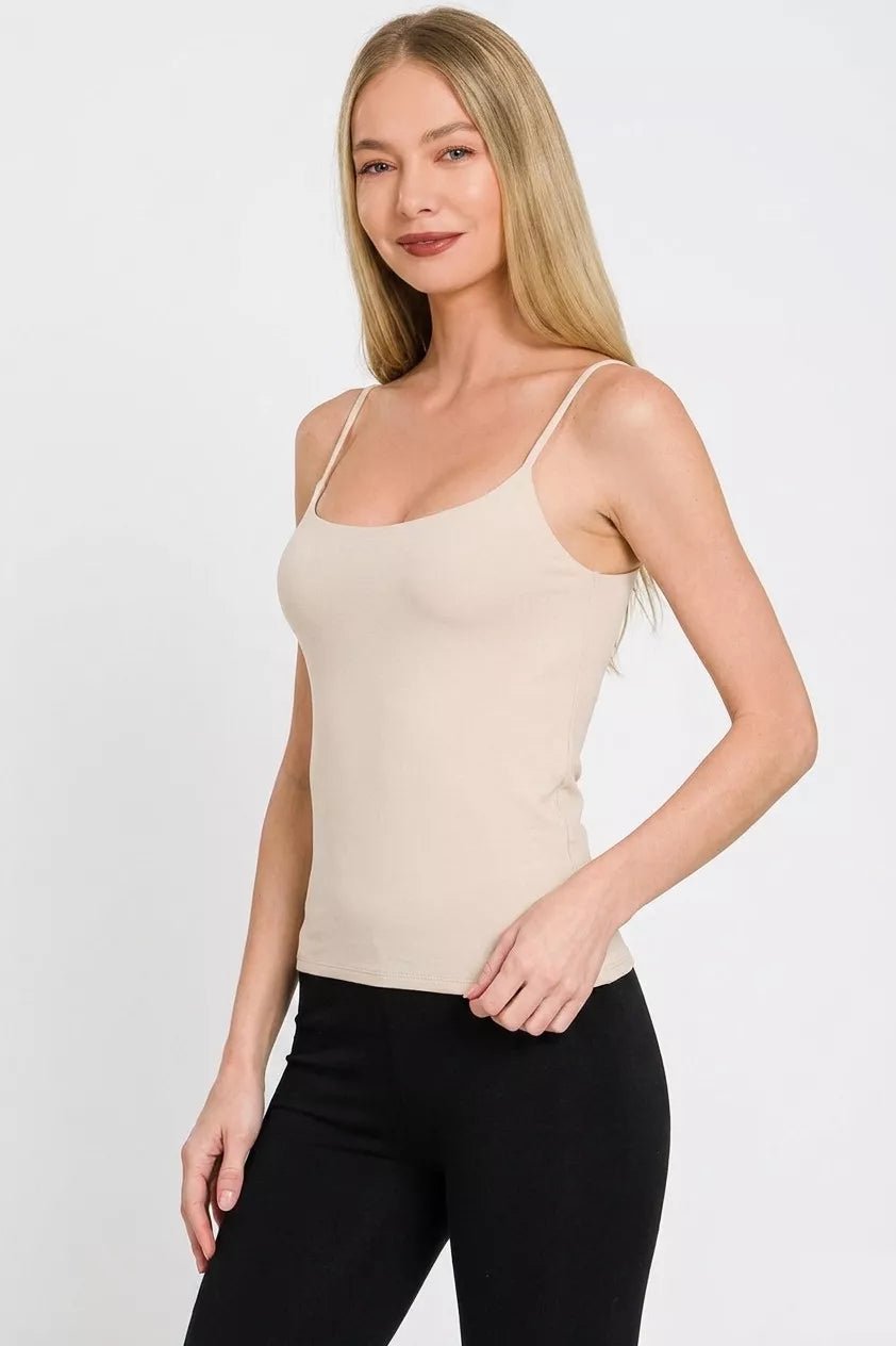 Zenana Double Layered Round Neck Spaghetti Cami - Rooted & Reckless Co.