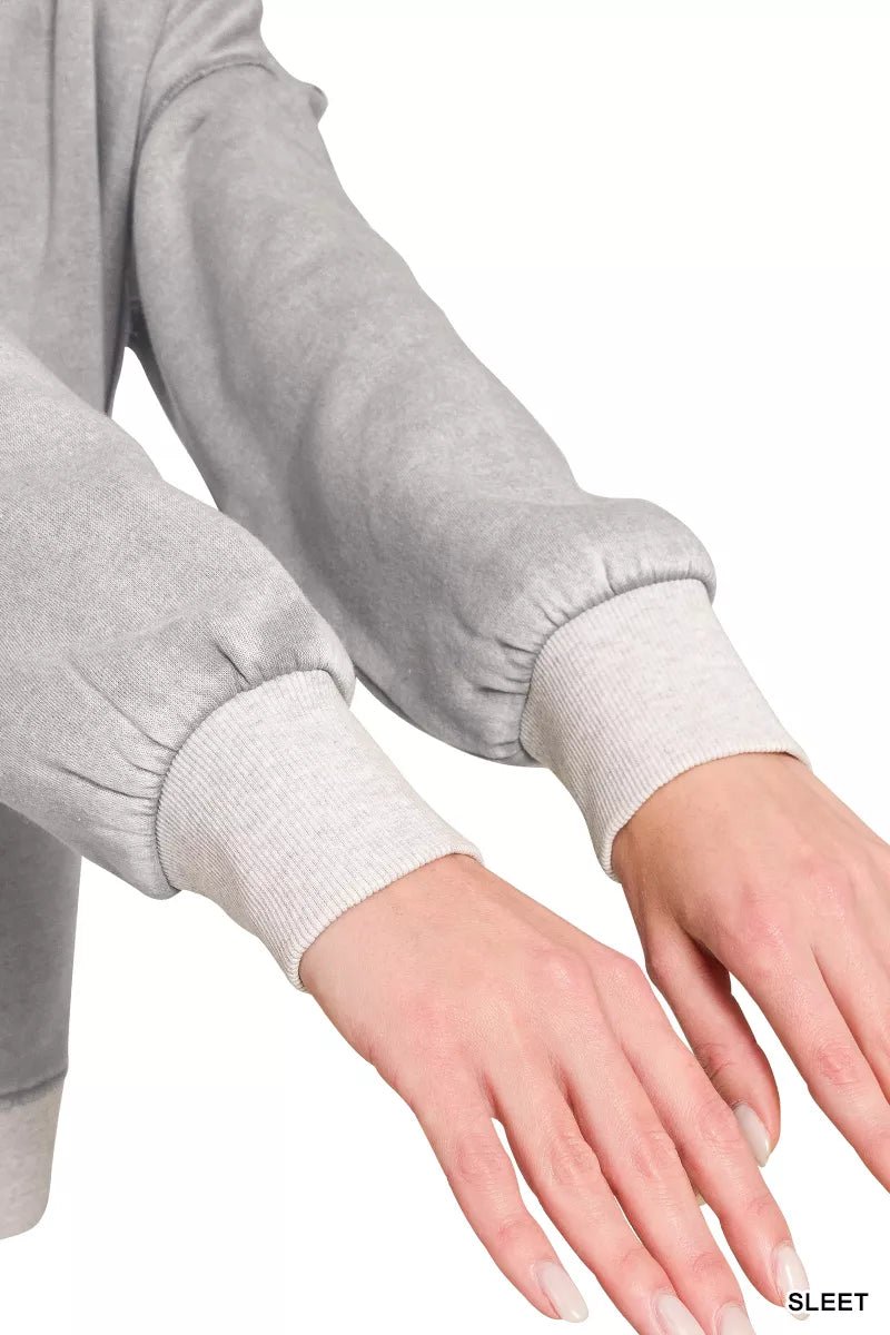 Zenana Fleece Acid Washed Contrast Trim Pullover - Rooted & Reckless Co.