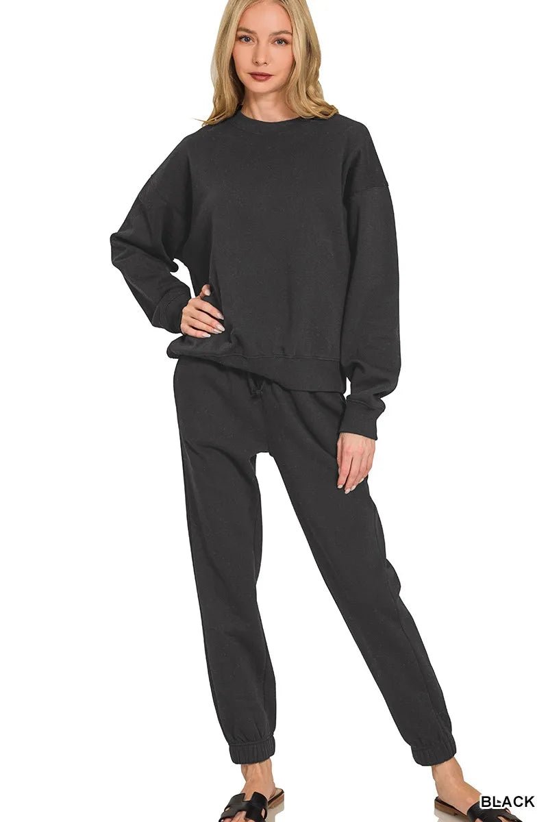 Zenana Fleece Long Sleeve Pullover & Jogger Set - Rooted & Reckless Co.