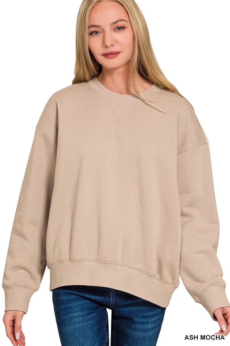 Zenana Fleece Long Sleeve Sweatshirts & Shorts Set - Rooted & Reckless Co.