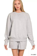 Zenana Fleece Long Sleeve Sweatshirts & Shorts Set - Rooted & Reckless Co.