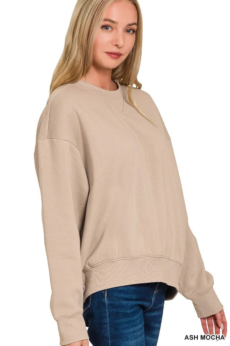 Zenana Fleece Long Sleeve Sweatshirts & Shorts Set - Rooted & Reckless Co.