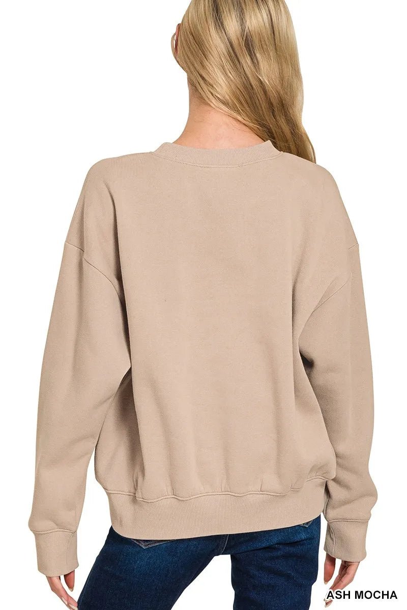 Zenana Fleece Long Sleeve Sweatshirts & Shorts Set - Rooted & Reckless Co.
