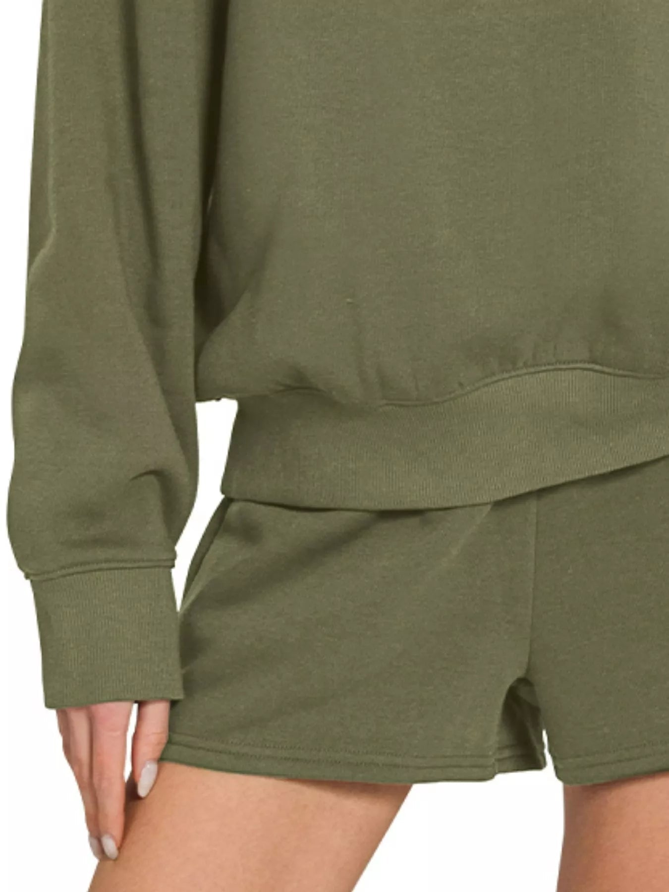 Zenana Fleece Long Sleeve Sweatshirts & Shorts Set - Rooted & Reckless Co.