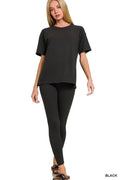 Zenana Full Size Brushed Dty Microfiber Short Sleeve Top and Pants Loungewear Set Plus Size - Rooted & Reckless Co.