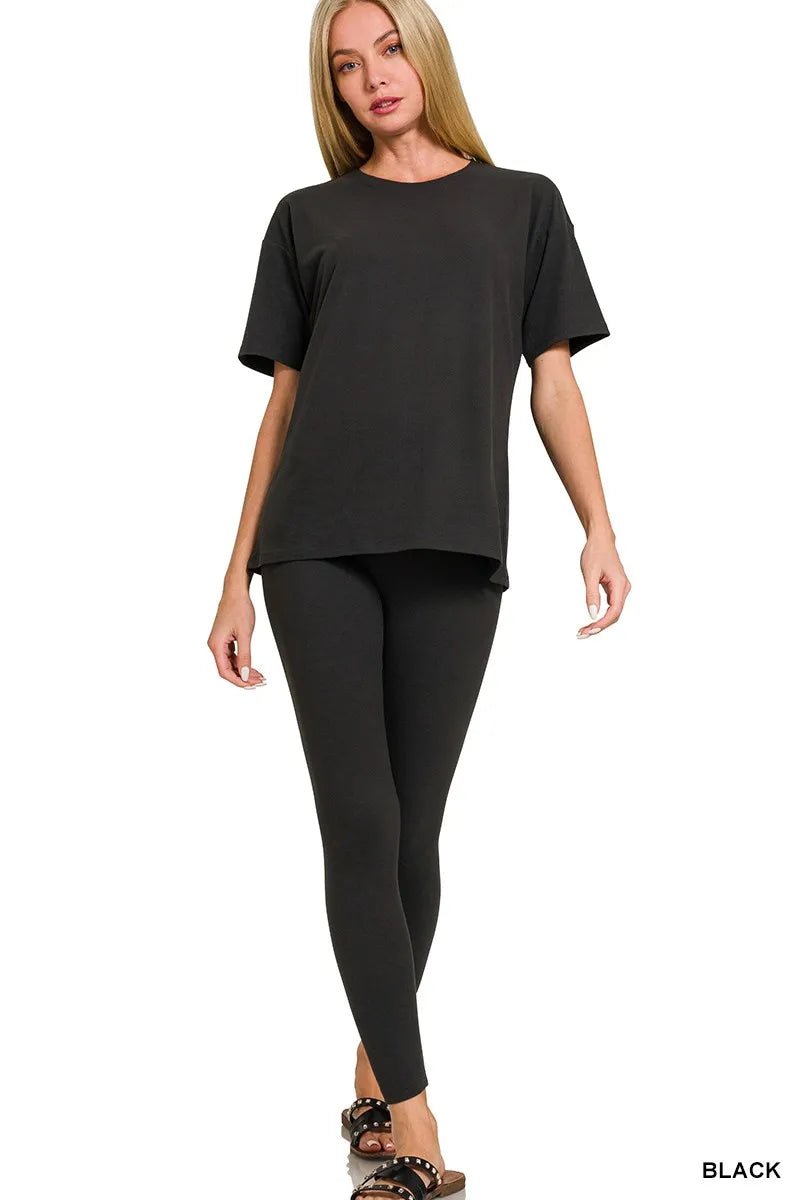 Zenana Full Size Brushed Dty Microfiber Short Sleeve Top and Pants Loungewear Set Plus Size - Rooted & Reckless Co.