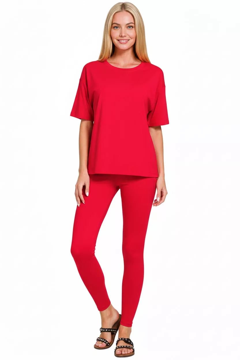 Zenana Full Size Brushed Dty Microfiber Short Sleeve Top and Pants Loungewear Set Plus Size - Rooted & Reckless Co.