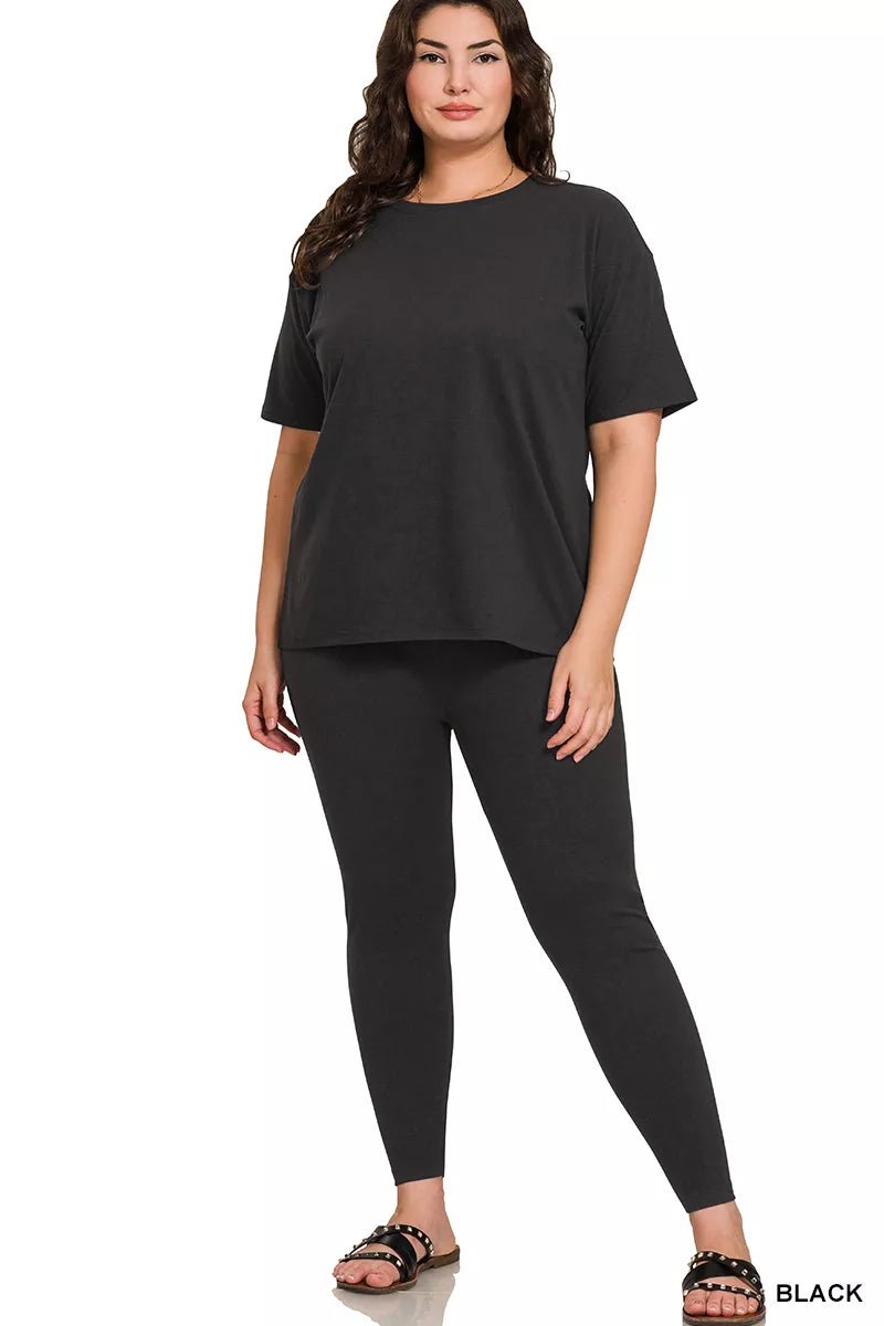 Zenana Full Size Brushed Dty Microfiber Short Sleeve Top and Pants Loungewear Set Plus Size - Rooted & Reckless Co.