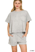 Zenana Halo Snow Washed Boxy Top & Shorts Set - Rooted & Reckless Co.