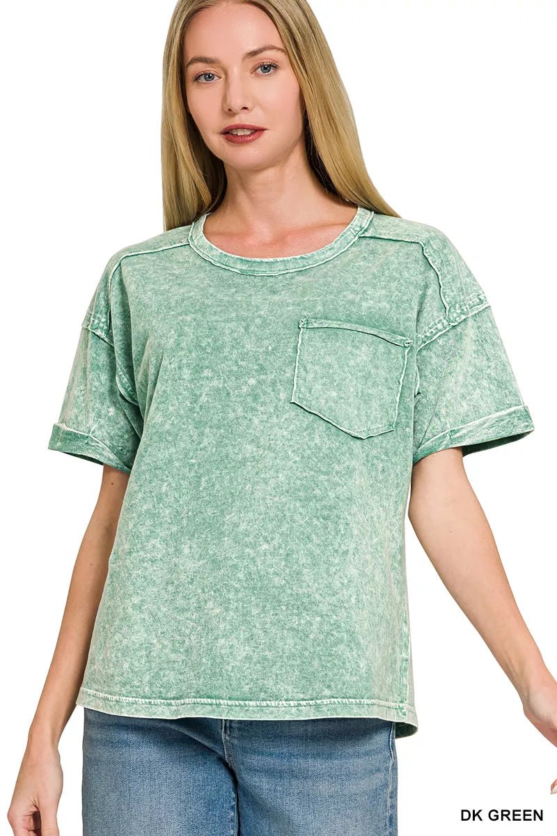 Zenana Halo Snow Washed Exposed Seam Top & Shorts Set - Rooted & Reckless Co.