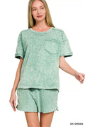 Zenana Halo Snow Washed Exposed Seam Top & Shorts Set - Rooted & Reckless Co.