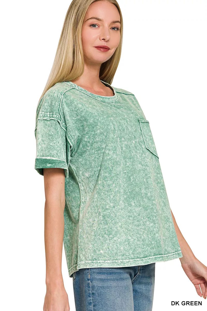 Zenana Halo Snow Washed Exposed Seam Top & Shorts Set - Rooted & Reckless Co.