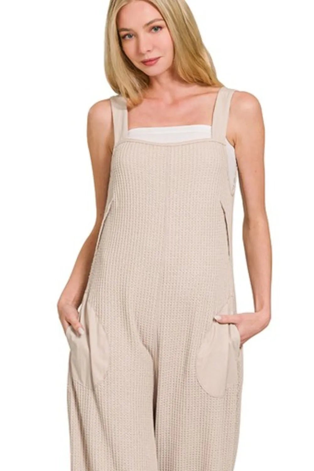 Zenana Knit Waffle Wide Leg Overalls - Rooted & Reckless Co.