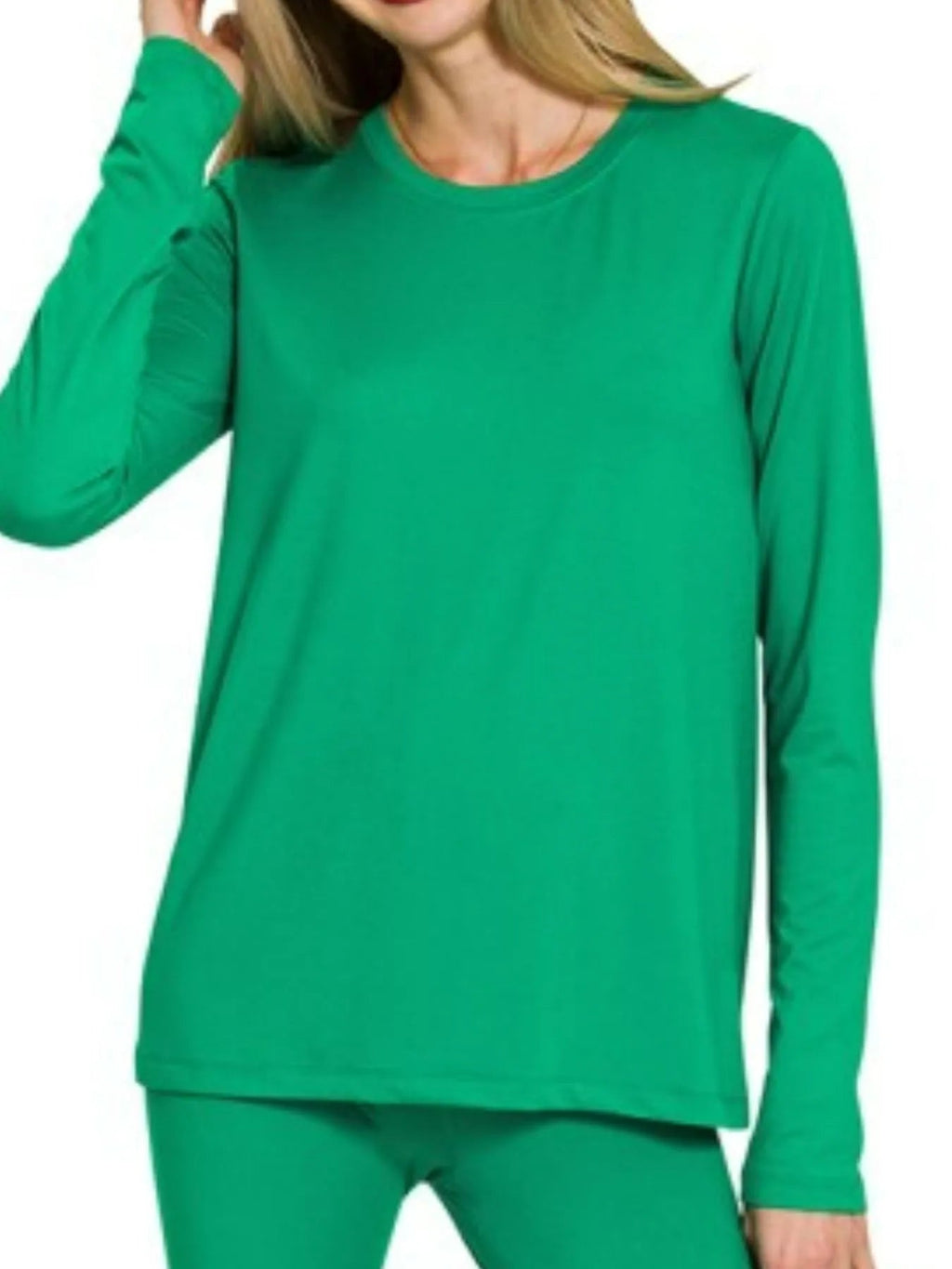 Zenana Microfiber Round Neck Top and Leggings Set - Rooted & Reckless Co.