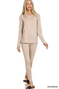 Zenana Microfiber Round Neck Top and Leggings Set - Rooted & Reckless Co.