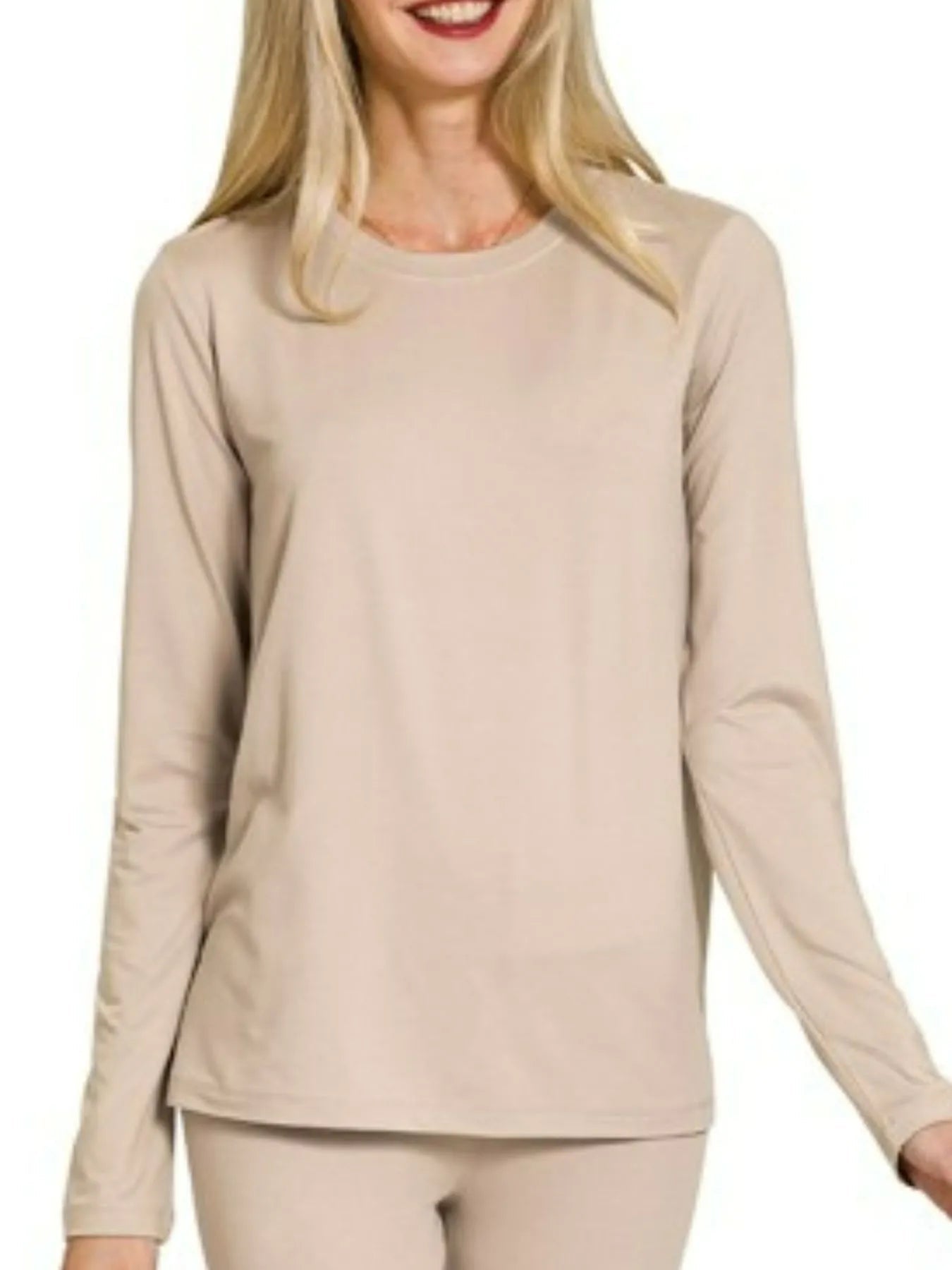 Zenana Microfiber Round Neck Top and Leggings Set - Rooted & Reckless Co.