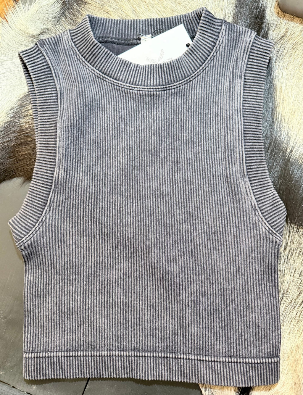 Zenana Mineral Wash Ribbed Tank - Rooted & Reckless Co.