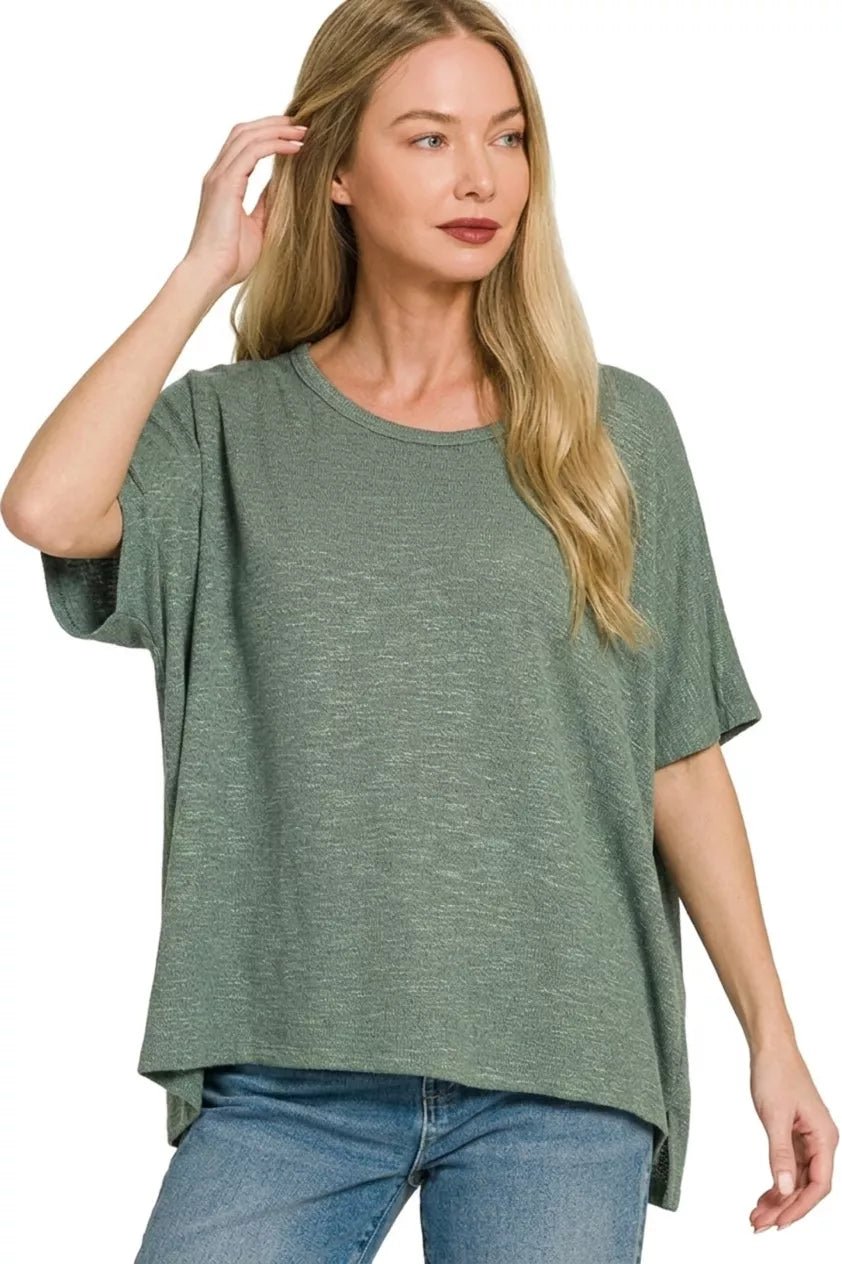 Zenana Oversized Slub Hacci Top - Rooted & Reckless Co.