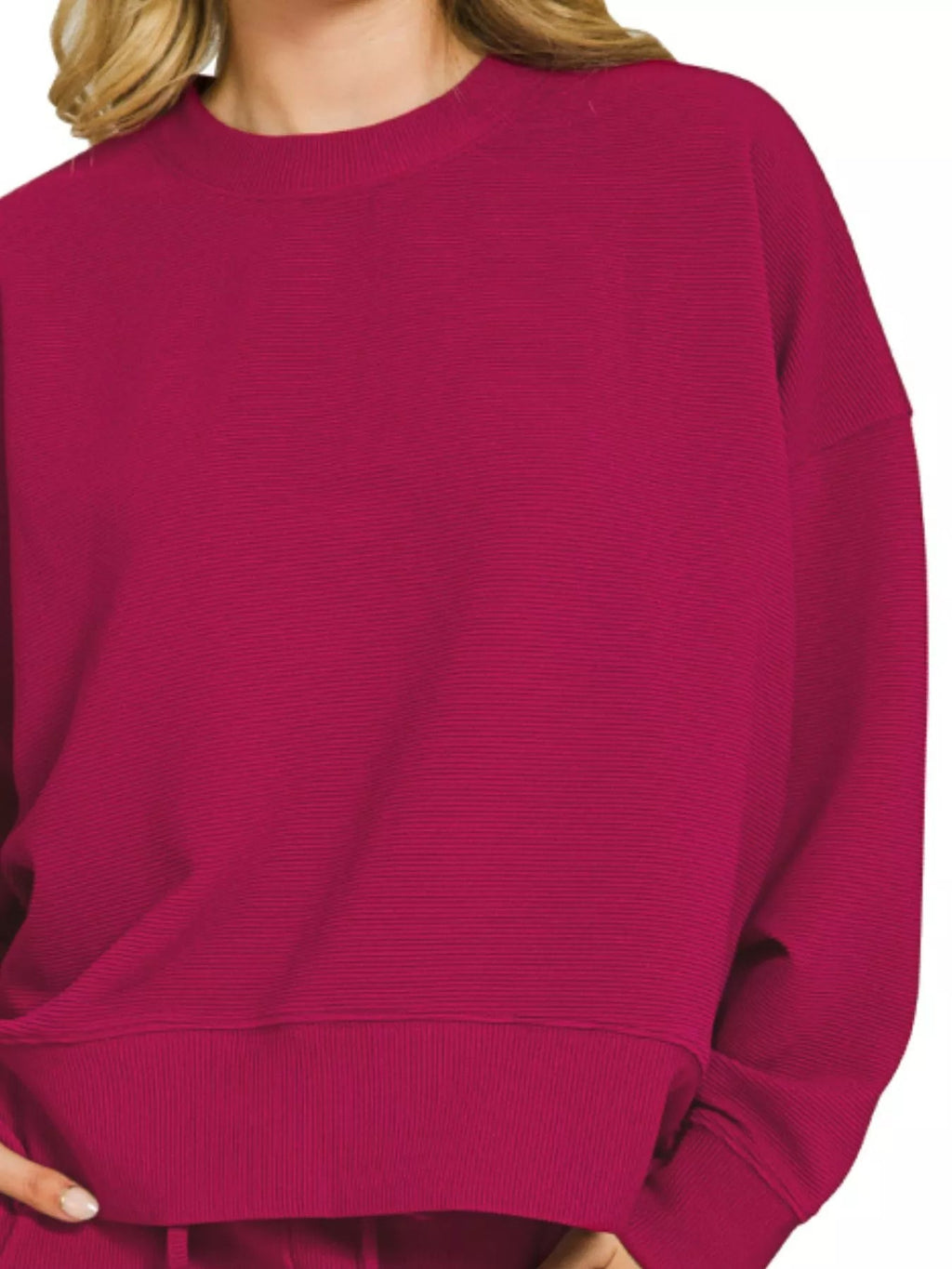Zenana Ribbed Round Neck Pullover and Shorts Set - Rooted & Reckless Co.