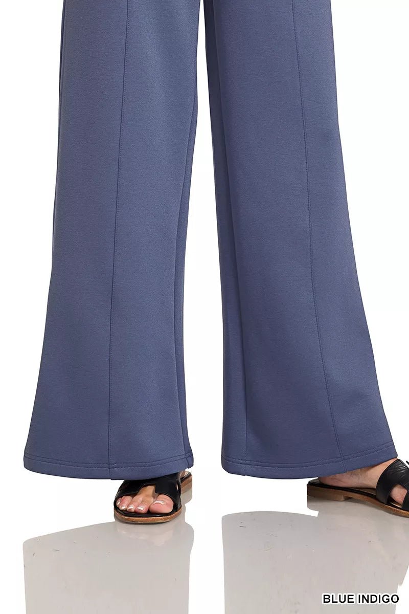 Zenana Scuba Collared Pullover & Center Seam Pants Set - Rooted & Reckless Co.