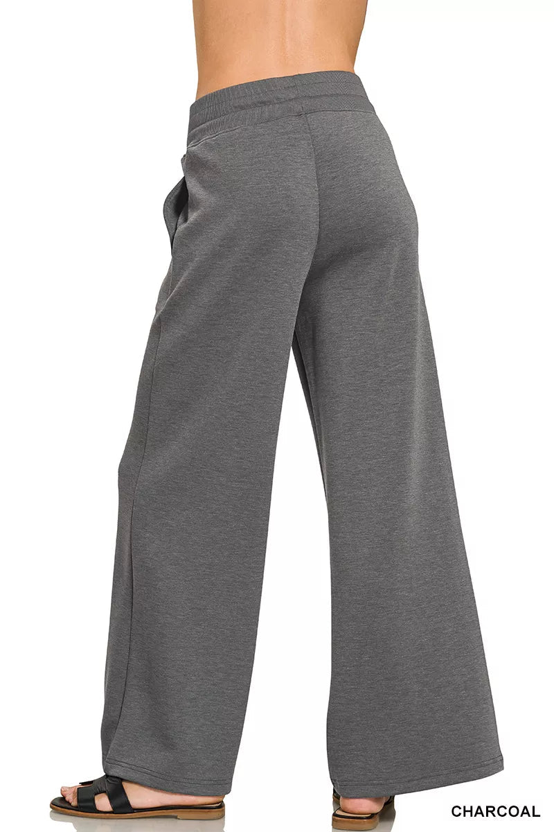 Zenana Scuba Collared Short Sleeve Pullover & Center Seam Pants Set - Rooted & Reckless Co.