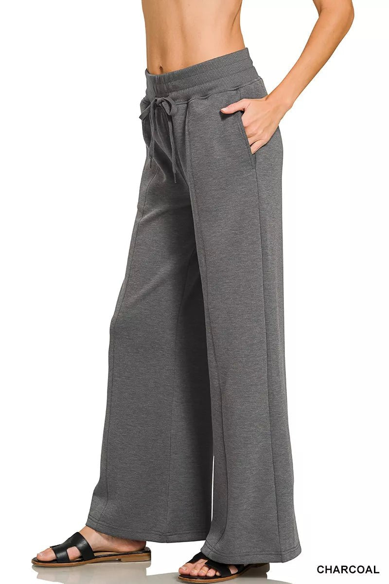 Zenana Scuba Collared Short Sleeve Pullover & Center Seam Pants Set - Rooted & Reckless Co.
